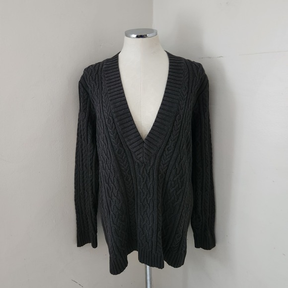 Jeanne Pierre V Neck Gray Heavy Sweater Women's Size XL - Picture 1 of 4